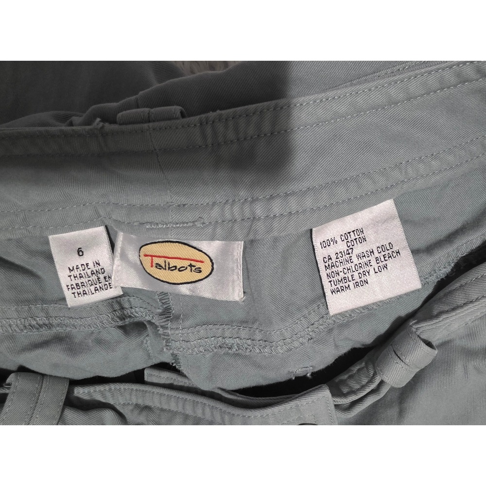 Talbots Womens Sage Green Cotton Chino Straight Leg Capri Button Hem Size 6 - Picture 4 of 6
